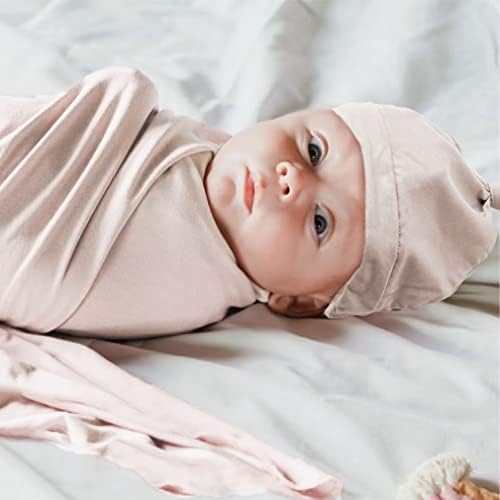 Aijoviko Newborn Swaddle Blanket with Hat Set 35x35