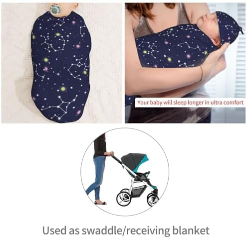 Muishi Space Stars Newborn Swaddle Blanket and Hat Set