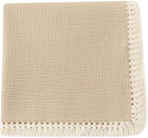 CHUNGEL Cotton Muslin Swaddle Blanket with Tassel