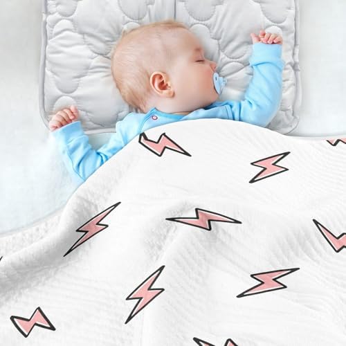 Pink Lightning Bolt Baby Swaddle Blanket for Boys and Girls