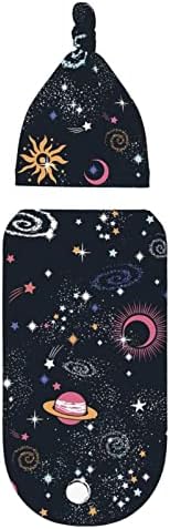 Osvbs Space Galaxy Swaddle Blanket with Beanie Set