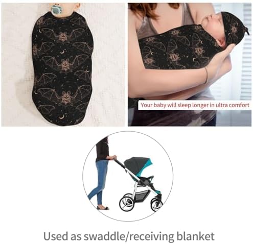 Night Bat Moon Newborn Swaddle Blanket Hat Set