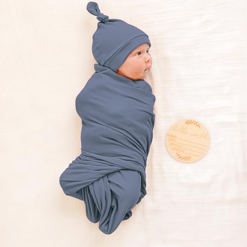 Konssy Baby Girl Swaddle Blanket with Headband and Beanie Set