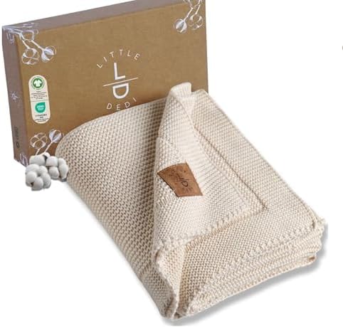 Little Dedi 100 Organic Cotton Baby Blanket - 30x40 Neutral Earth Ivory