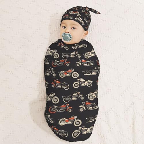 Muishi Motorcycles Swaddle Blanket Baby Hat Set