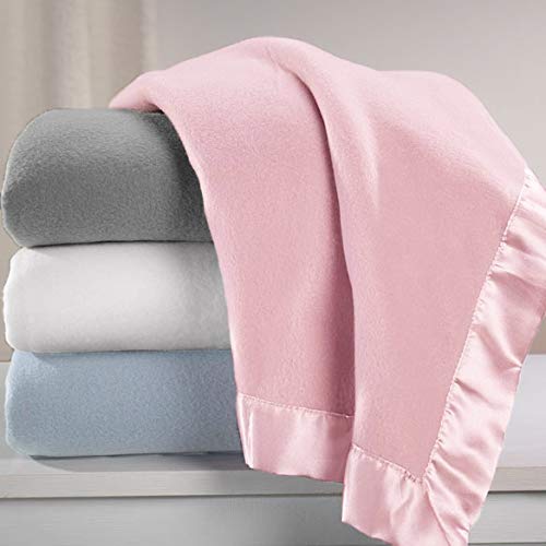 TL Care Fleece Blanket with Satin Trim Soft Warm Cozy Gray 30x40