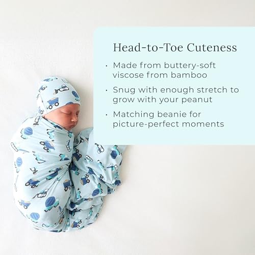 Posh Peanut Enzo Swaddle Blanket Beanie Set - Extra Large Bamboo Fabric