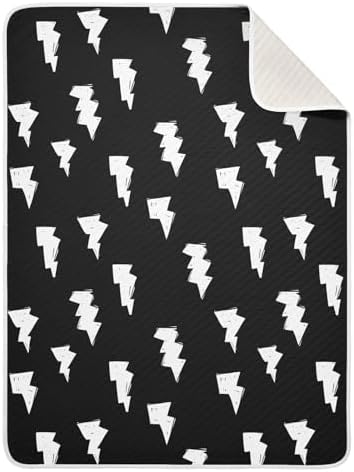 KICPOAY Doodle White Lightning Bolt Swaddle Blanket for Newborns
