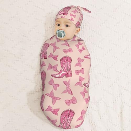 Muishi Cowgirl Boot Bows Swaddle Blanket Set