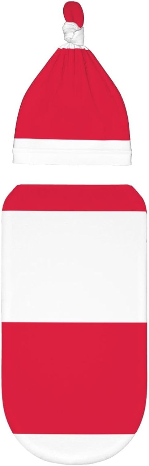 Polish Flag Newborn Swaddle Bag with Beanie 0-6 Months