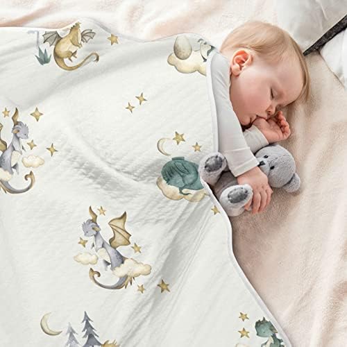 Dragon Baby Cotton Swaddle Blanket - 30x40 Inches Lightweight Soft Blanket for Infants