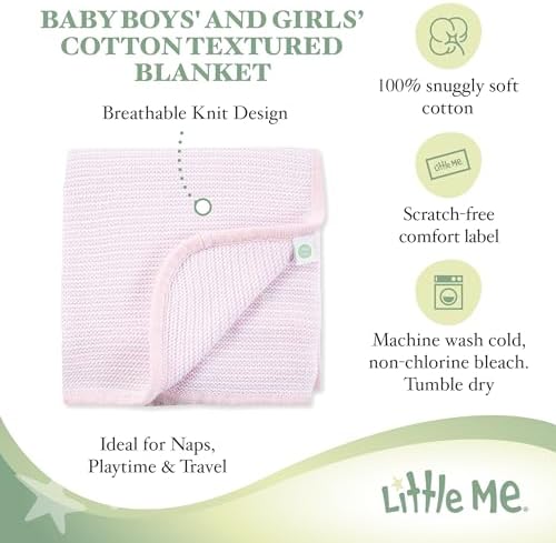 Little Me Baby Boys Textured Stripe Stroller Blanket 30x40 Inches