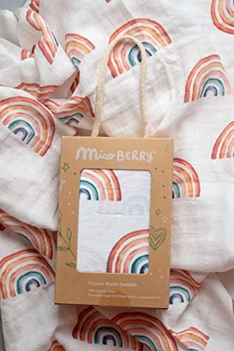 Miaoberry Organic Muslin Swaddle Blanket and Hat Set 1