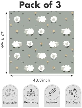 CoolaPeach Muslin Swaddle Blankets 3 Pack for Baby Boys Girls