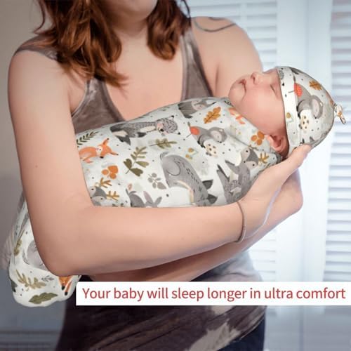 KiuLoam Newborn Swaddle Blanket with Hat Set