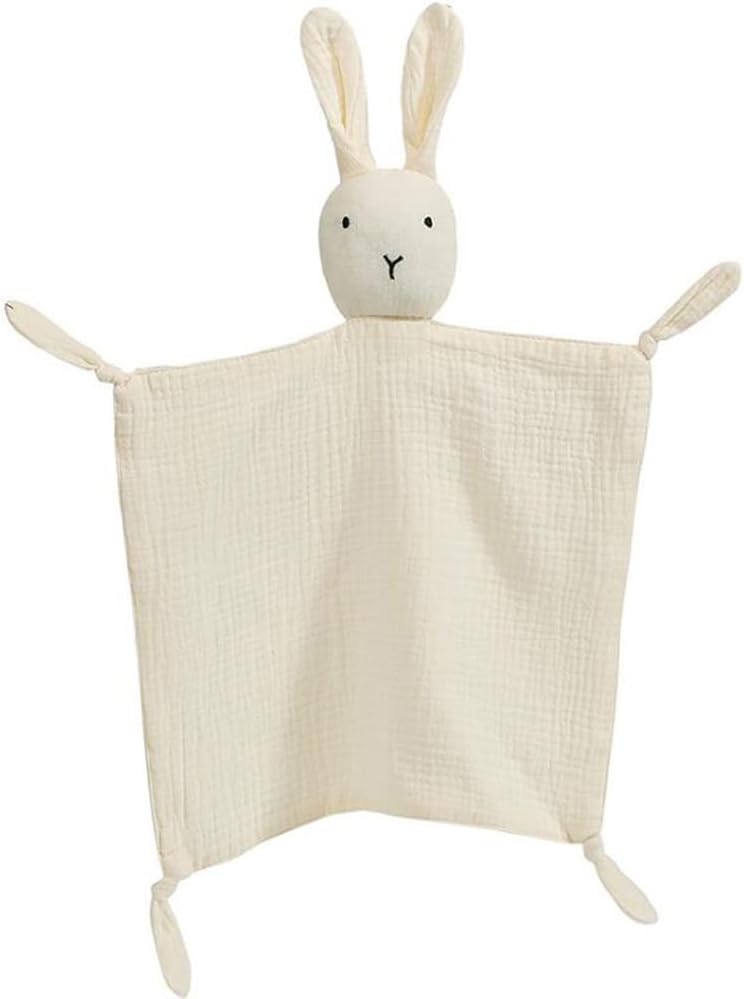 Organic Cotton Muslin Lovey Blanket with Bunny Design