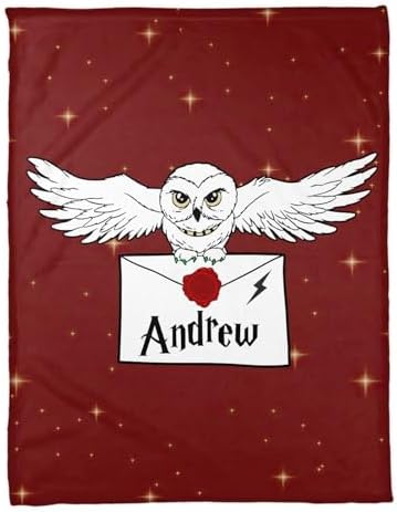 Zocoshi Personalized Wizard Owl Blanket Custom Name Letter Throw