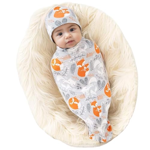 Galabloomer Newborn Swaddle Blanket with Beanie Set Gold Arrow