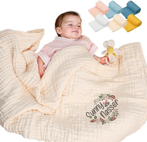 Personalized Muslin Swaddle Blanket - Beige