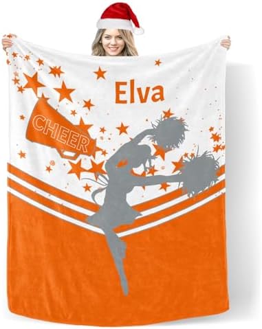 Custom Blanket with Name Cheer Star Orange 30x40inch Swaddling Blanket
