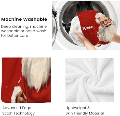 Custom Blanket with Name Text Personalized Santa Claus Swaddling Blanket 30x40inch