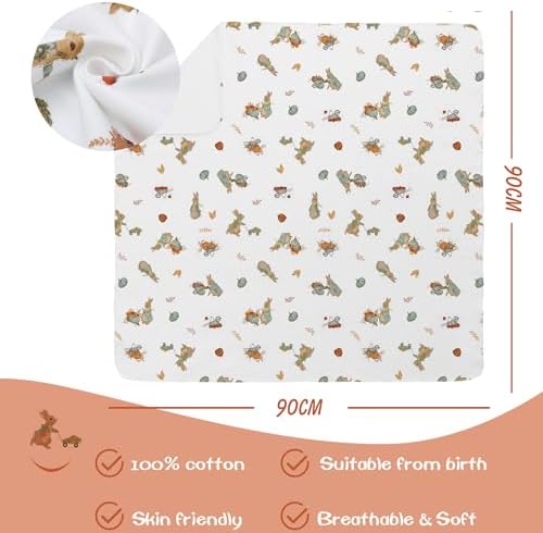 Baby Cotton Swaddle Blanket with Hat 3 Pack 0-6 Months Unisex