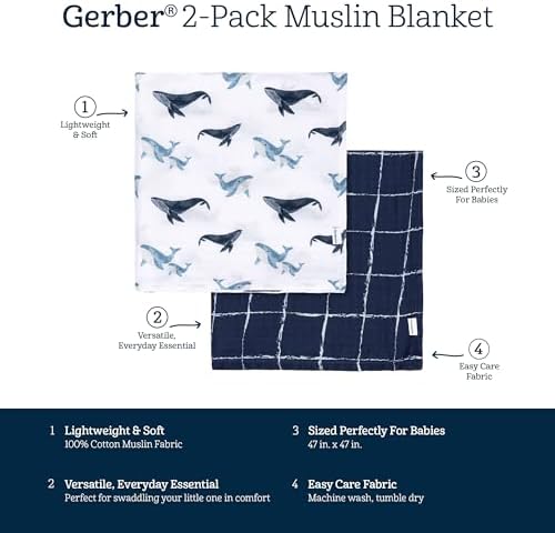 Gerber Baby Unisex 2 Pack Muslin Blanket