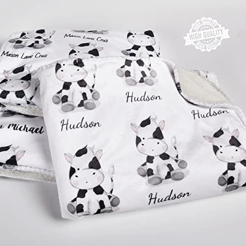 Custom Cow Print Baby Blanket with Name