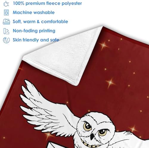 Zocoshi Personalized Wizard Owl Blanket Custom Name Letter Throw