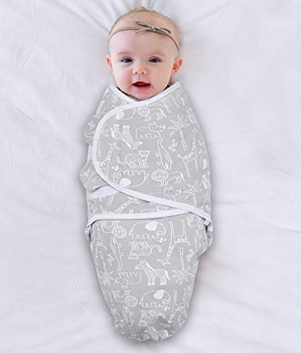 The Peanutshell Swaddle Blankets 3 Pack Grey Safari Stars
