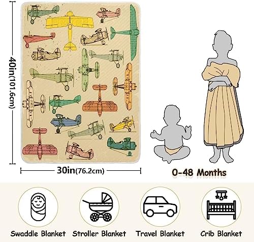 Pigsaly Vintage Airplane Baby Blanket 30x40in