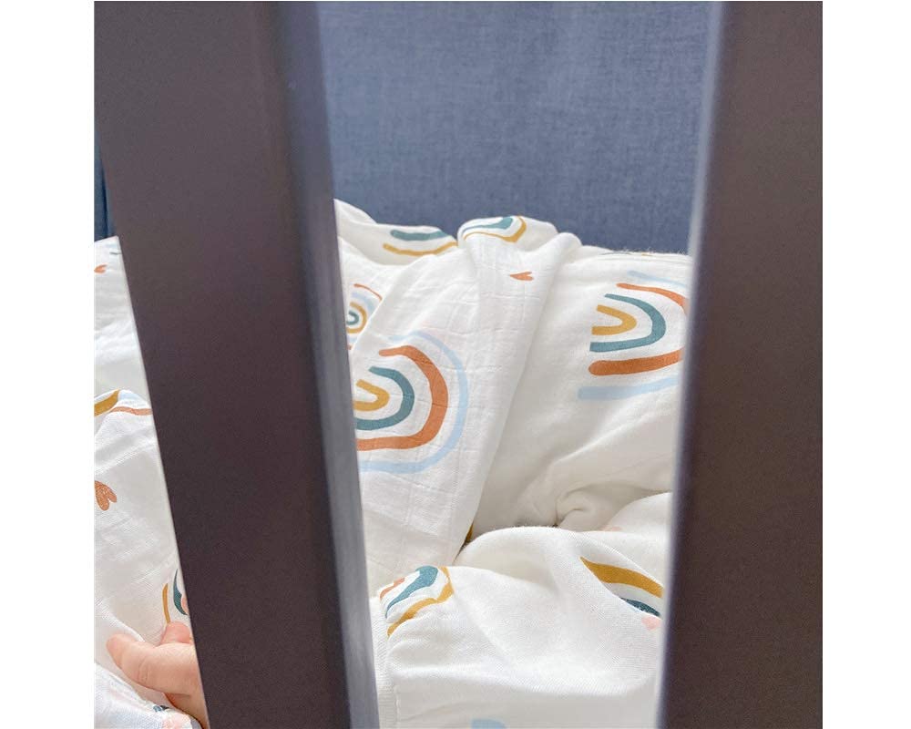 Rainbow Muslin Blanket for Baby - Soft and Breathable 47x47 Swaddle Blanket