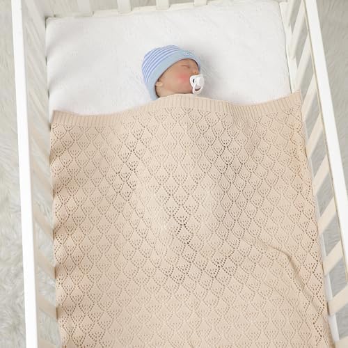 Neiwech Baby Swaddle Blanket 40x30 inch Camel Soft Cotton 1