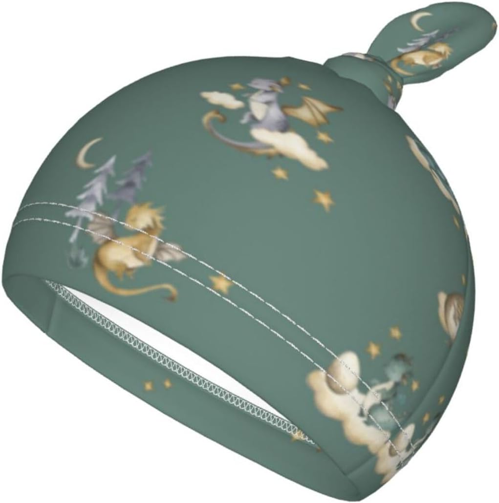 Sozzjile Cute Dragon Print Baby Swaddle Blanket with Beanie Set