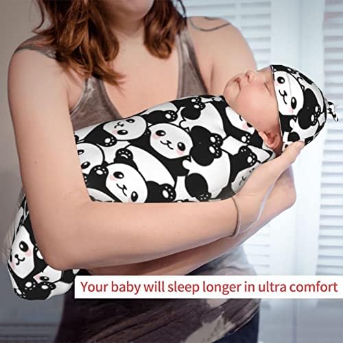 Osvbs Panda Baby Swaddle Blanket Beanie Set