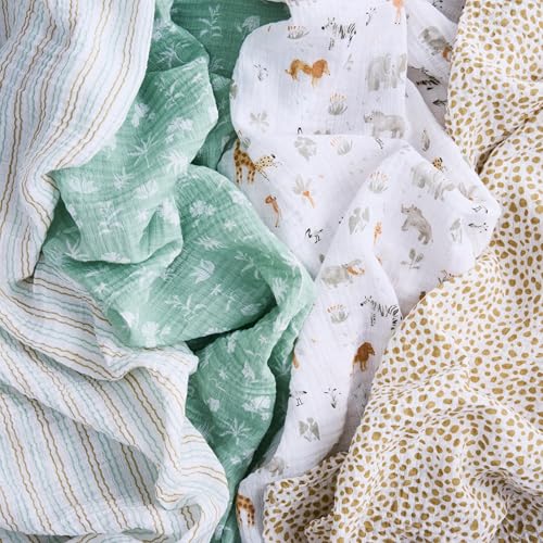 aden anais Cotton Muslin Swaddle 4 Pack Giraffe Safari