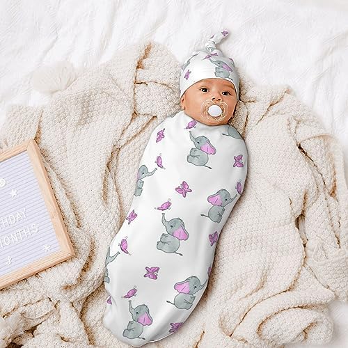 WELBB Newborn Swaddle Blanket Hat Set