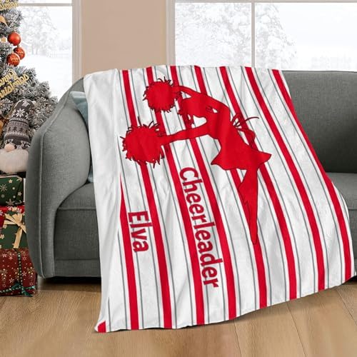 Custom Blanket with Name Text Cheerleader Stripe Red Swaddling Blanket 30X40inch