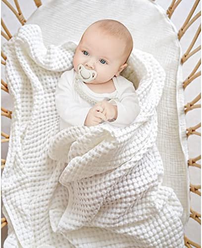 Konssy Waffle Baby Blanket - Soft Cozy Weightless Swaddle for Newborns