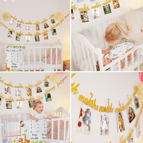 AJS Tots Baby Monthly Milestone Blanket for Boy or Girl