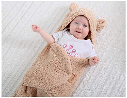XMWEALTHY Plush Swaddle Blanket Brown for Newborn Babies
