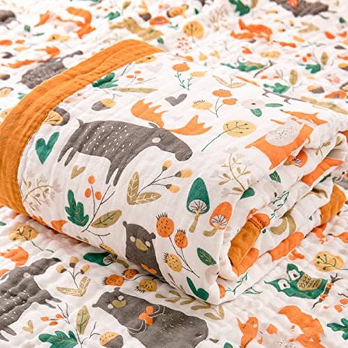 Forest Animals Toddler Blanket - 6 Layers Breathable Muslin Cotton Baby Quilt