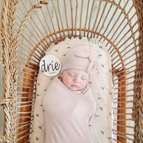 AQOKKA Newborn Swaddle Blanket with Bow Hat Headband Set