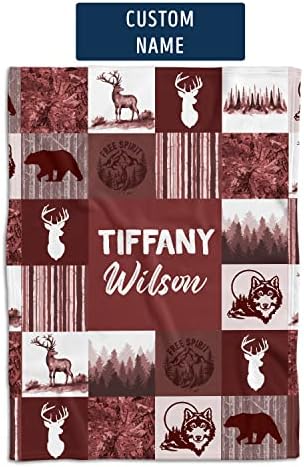 Hykuc Personalized Woodland Baby Blanket with Name 1