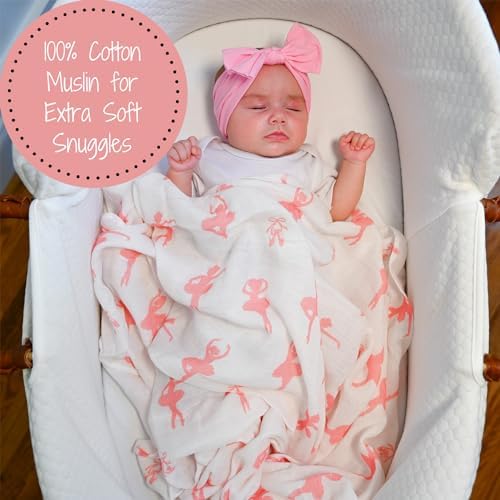 LollyBanks Ballet Print Swaddling Blanket 47x47 Inches