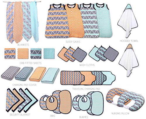 Bacati Liam Aztec Swaddling Blankets 4 Piece Cotton Muslin