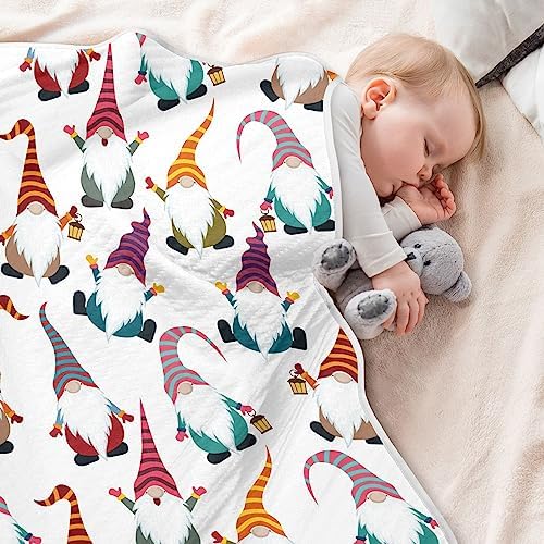 KICPOAY Soft Cotton Swaddle Blanket for Baby Gnomes 30x40 Inch