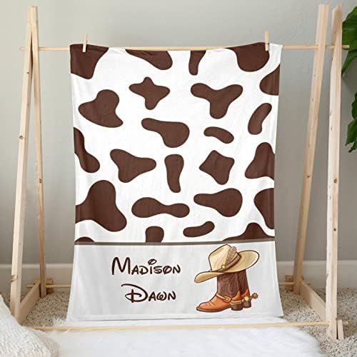 Deven Personalized Baby Blanket with Cowboy Boot Print 30x40 in