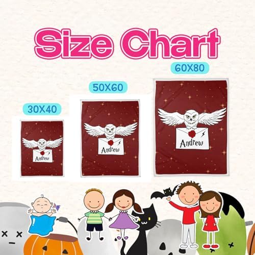 Zocoshi Personalized Wizard Owl Blanket Custom Name Letter Throw