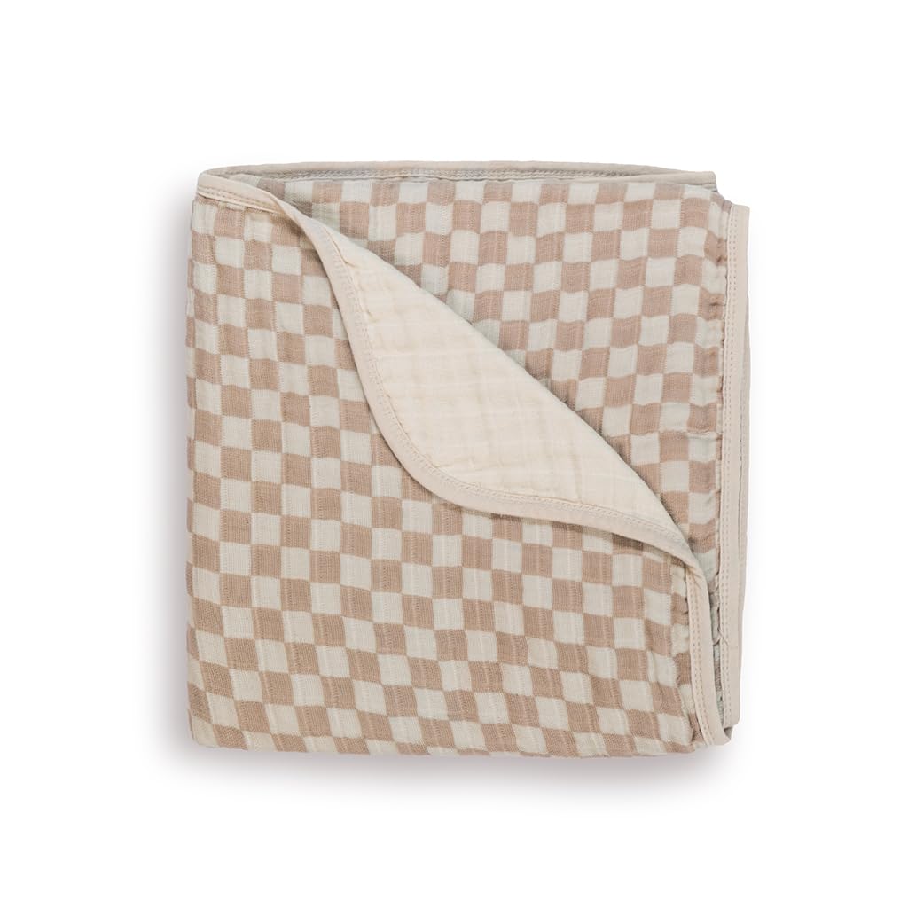 Itzy Ritzy Baby Blanket - Soft Cotton Muslin Checkerboard
